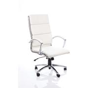 dynamic Synchro Tilt Executive Chair with Armrest and Adjustable Seat Classic Bonded Leather High Back White