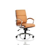 dynamic Synchro Tilt Executive Chair with Armrest and Adjustable Seat Medium Back Classic Bonded Leather Tan