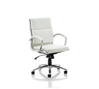 dynamic Synchro Tilt Executive Chair with Armrest and Adjustable Seat Classic Bonded Leather Medium Back White
