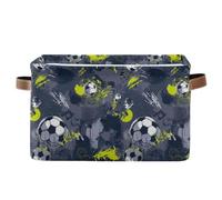Dynamic Football Gray Yellow Storage Basket Storage Bin Collapsible Closet Organizing Storage Cubes for Home Cloth with Handle 2 Pack