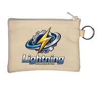 Dynamic Gear and Lightning Symbol Design Key Chain Coin Purse Beige