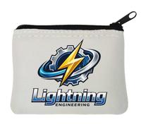 Dynamic Gear and Lightning Symbol Design Neoprene Coin Purse Pouch 10x11cm White