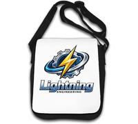 Dynamic Gear and Lightning Symbol Design Shoulder Bag White