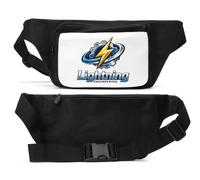 Dynamic Gear and Lightning Symbol Design Unisex Waist Bag Black