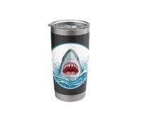 Dynamic Great White Shark Ocean Wave Art Stainless Steel Insulated Tumbler