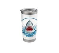 Dynamic Great White Shark Ocean Wave Art Stainless Steel Insulated Tumbler