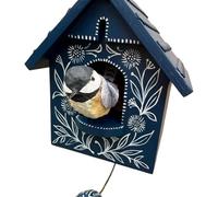 Dynamic Handcrafted Wooden Birdhouse Wall Art Decors with Gentle Kinetics Motion Moving Bird Creating Calming Shadows Unique Kinetics Art Wall Decors with Colorful Wooden Birdhouse and Moving Bird for