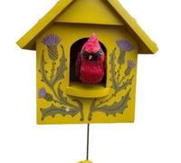Dynamic Handcrafted Wooden Birdhouse Wall Art Decors with Gentle Kinetics Motion Moving Bird Creating Calming Shadows Unique Kinetics Art Wall Decors with Colorful Wooden Birdhouse and Moving Bird for