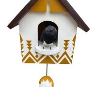 Dynamic Handcrafted Wooden Birdhouse Wall Art Decors with Gentle Kinetics Motion Moving Bird Creating Calming Shadows Unique Kinetics Art Wall Decors with Colorful Wooden Birdhouse and Moving Bird for