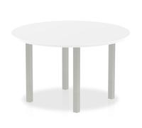 Impulse 1200 Round Table White Silver Leg