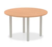 Impulse 1200 Round Table Oak Silver Leg