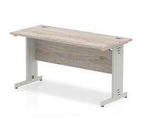 Impulse 1400x600 Grey Oak Silver Cable Leg