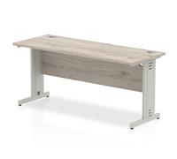 Impulse 1600x600 Grey Oak Silver Cable Leg