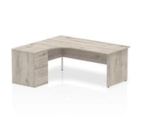 Impulse 1800 Left Crescent Grey Oak End Leg 600Ped