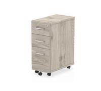 Impulse 3 Drawer Narrow Under Desk Pedestal Grey Oak