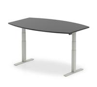 High Gloss 1800mm Writable Boardroom Table Black Top Silver Leg
