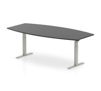 High Gloss 2400mm Writable Boardroom Table Black Top Silver Leg
