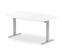 High Gloss 1800mm Writable Boardroom Table White Top Silver Leg
