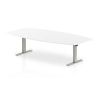 High Gloss 2400mm Writable Boardroom Table White Top Silver Leg