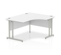 Impulse 1400mm Right Crescent Desk White Top Silver Cantilever Leg I003828