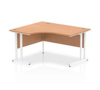 Impulse 1400mm Left Crescent Desk Oak Top White Cantilever Leg
