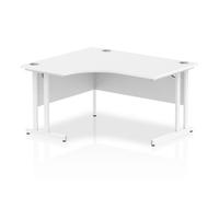 Impulse 1400mm Left Crescent Desk White Top White Cantilever Leg