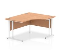 Impulse 1400mm Right Crescent Desk Oak Top White Cantilever Leg I003839