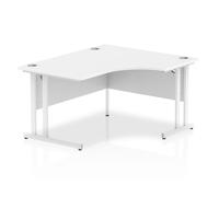Impulse 1400mm Right Crescent Desk White Top White Cantilever Leg I003840