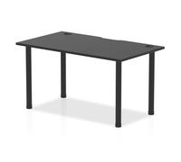 Impulse Black 1400 x 800mm Straight Table Black Top with CP Black Leg