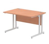 Dynamic Impulse 1200 x 800mm Straight Desk Beech Top Silver Cantilever Leg