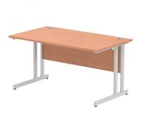 Dynamic Impulse 1400 x 800mm Straight Desk Beech Top Silver Cantilever Leg