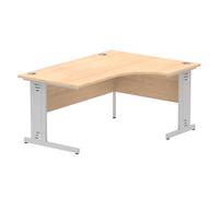Dynamic Impulse 1600Mm Left Crescent Desk Maple Top Silver Cable Managed Leg I00
