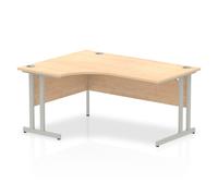 Dynamic Impulse 1600Mm Left Crescent Desk Maple Top Silver Cantilever Leg I00036