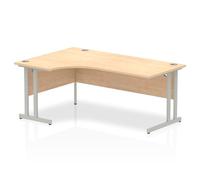 Dynamic Impulse 1800Mm Left Crescent Desk Maple Top Silver Cantilever Leg I00036