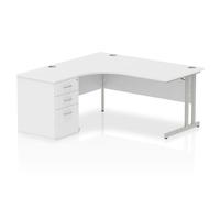 Dynamic Corner Left Hand Desk White MFC Cantilever Leg Grey Frame Impulse 1600/1630 x 800/600 x 730mm