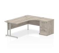 Impulse 1800 Right Crescent Grey Oak Silver Leg 600Ped