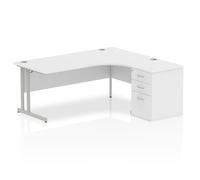 Impulse 1800 Right Hand Cantilever Workstation 600 Pedestal White