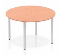 Impulse 1200mm Circle Table Beech Top Silver Box Frame Leg BF00196