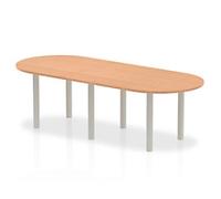 dynamic Impulse Freeform Conference Table Oak MDF (Medium-Density Fibreboard) Silver 2,400 x 1,000 x 730 mm