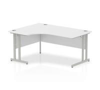 Corner Desks Left Hand Crescent Desk White MFC Cantilever Legs White Impulse 1600/1200 x 600/800 x 730mm