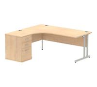 dynamic Impulse Left Hand Desk Corner Maple Cantilever 3 Drawers 1 Pedestal 1,800 (W) x 1,630 (D) x 730 (H) mm MFC (Melamine Faced Chipboard)