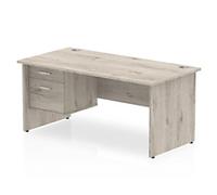 dynamic Impulse Office Desk Rectangular Grey Oak Base panel 2 Drawers 1 Pedestal 1,800 (W) x 800 (D) x 730 (H) mm MFC (Melamine Faced Chipboard)