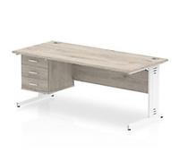 dynamic Impulse Office Desk Rectangular Grey Oak Cantilever 3 Drawers 1 Pedestal 1,800 (W) x 800 (D) x 730 (H) mm MFC (Melamine Faced Chipboard)