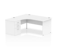 Impulse Bench 1600mm Left Crescent Office Desk White Top Panel End Leg Workstati