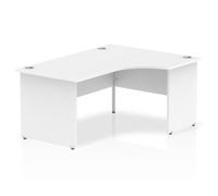 Impulse Bench 1600mm Right Crescent Office Desk White Top Panel End Leg