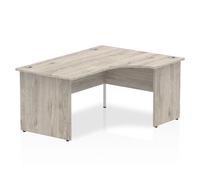 Impulse 1600mm Right Crescent Desk Grey Oak Top Panel End Leg