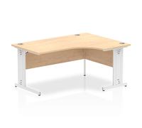Impulse Bench 1600mm Right Crescent Office Desk Maple Top Silver Cable Managed L