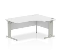 Dynamic Corner Right Hand Crescent Desk White MFC Cable Managed Cantilever Leg Grey Frame Impulse 1600/1200 x 600/800 x 730mm