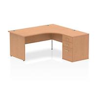 dynamic Impulse Right Hand Desk Freeform Oak Base panel 3 Drawers 1 Pedestal 1,600 (W) x 1,630 (D) x 730 (H) mm MFC (Melamine Faced Chipboard)