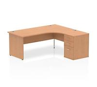 dynamic Impulse Right Hand Desk Freeform Oak Base panel 3 Drawers 1 Pedestal 1,800 (W) x 1,630 (D) x 730 (H) mm MFC (Melamine Faced Chipboard)